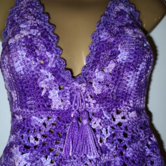 Hand Crochet Boho Festival Halter Boho Bodice Top - Picture 4 of 8